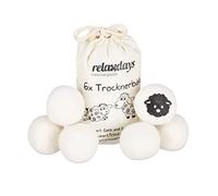 Relaxdays 12x Palline per Asciugatrice, Lana di Pecora, Ecologiche, Ø 7 cm, Wool Dryer Balls, Asciugatura Veloce, Bianche