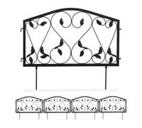 Relaxdays 12x Pareti per Recinzione da Giardino, Bordure per Aiuole, Sentieri, in Ferro, Design a Foglie, HxL: 33 x 675 cm, Nero