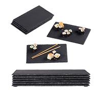 Relaxdays 12x Piatti in Ardesia, Set di Vassoi da 26 x 16 cm per Servire & da Scrivere, Tavolette per Buffet, Antracite