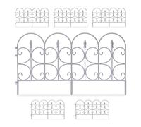 Relaxdays 12x Recinzione per Aiuole, Set da 12 Bordature Prato, HxL 38x68,5 cm, Bordi Decorativi Giardino, Plastica, Grigio