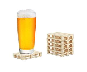 Relaxdays 12x Sottobicchieri Mini Pallet, Set da 12, Poggiabicchieri Antiscivolo, Bancali in Legno, HLP: 2x12x8cm, Naturale