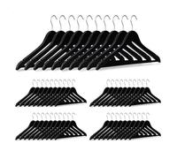 Relaxdays Set da 150 Grucce, Asta per Pantaloni, Gonne, Camicie, Giacche, Gancio Girevole a 360°, in Legno, Nere