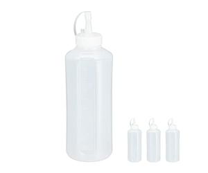Relaxdays 16 flaconi da spremere da 1000 ml, per salse, flacone da riempire, spremere in plastica, bottiglia di salsa, trasparente