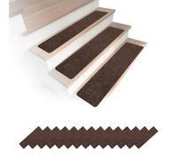 Relaxdays Tappetini scala antiscivolo autoadesivi Set 16 Marrone 75x20 cm