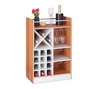 Relaxdays 1x Cantinetta con Porta Calici, per 22 Bottiglie, da Terra, per Vino e Prosecco HLP: 96 x 63 x 35 cm, Marrone