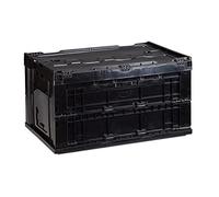 Relaxdays 1x Cassetta Pieghevole, Stabile, da Lavoro, Plastica Resistente, Scatola Portaoggetti 60L, HLP 32,5x58,5x39,5cm, Nero