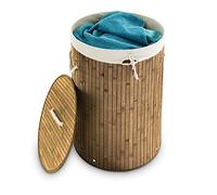 Relaxdays 1x Cesto Porta-Biancheria, Rotondo, Pieghevole, 70L Volume, Ø 41 cm, Cotone, Marrone Naturale