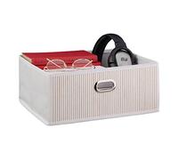 Relaxdays 1x Contenitore Portaoggetti in bambù, Scatola da Bagno Quadrata, HLP 14 x 31 x 31 cm, Pieghevole, Bianco