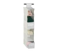 Relaxdays 1x Organizer Armadio per Stoffa, 6 Scomparti, 2 Cassetti, Scaffale da Appendere; 82 x 14,4 x 30 cm, Flessibile, Bianco