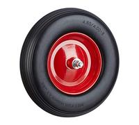 Relaxdays 1x Ruota per Carriola Gomma Piena con ASSE 4.80 4.00-8 di Ricambio, Carico Max 100 kg, Antipanne, Nero-Rosso