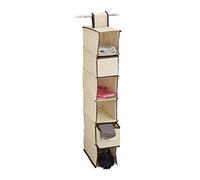 Relaxdays 1x Scaffale Salvaspazio da Appendere, 6 Scompartimenti, 2 Cassetti, Stoffa, HBT: 82 x 14,5 x 30 cm, Beige
