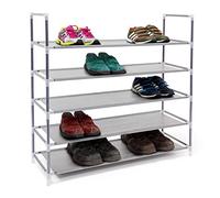 Relaxdays 1x Scarpiera Salvaspazio XL Ingresso, con Rivestimento in Tessuto Non Tessuto, 5 Ripiani per 20 Paia di Scarpe, Grigio