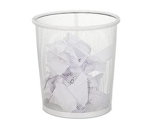 Relaxdays 2 cesti per ufficio e camera dei ragazzi, aperti, rotondi, in rete metallica, altezza 24 x 23 cm, bianco