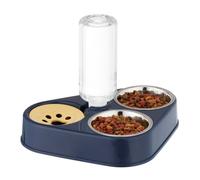 Relaxdays Dispenser Acqua Gatti, 2 Ciotole Cibo per Cani Piccoli, Bottiglia Distributore da 500 ml, Abbeveratoio, Blu