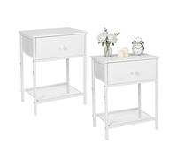 Relaxdays 2 comodini in Metallo Effetto Legno con cassetto e ripiano, 55×40×30 cm, Bianco