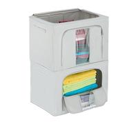 Relaxdays 2 Contenitori per Armadio con Cerniera, Organizer sotto Letto 100 l, Cambio Stagione Vestiti e Coperte, Grigio, Poliestere