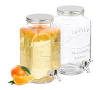 Dispenser Acqua Distributore Vetro Bevande 3,5 L Erogatore Rubinetto Drink Set 2