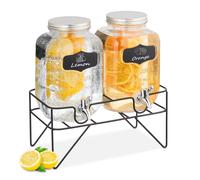 Relaxdays 2 Dispenser in Vetro per Bevande, Erogatore da 4 L con Rubinetto e Sup