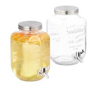 Dispenser Acqua Distributore Vetro Bevande 4 L Erogatore Rubinetto Acciaio Set 2