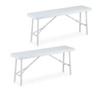 Relaxdays Panca Pieghevole, Set da 2 Panchine Richiudibili Salvaspazio da Giardino, HLP 42x100x25 cm, Bianco