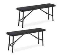 Relaxdays Panca Pieghevole, Set da 2 Panchine Richiudibili Salvaspazio da Giardino, HLP: 42x100x25 cm, Nero