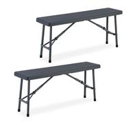 Relaxdays Panca Pieghevole, Set da 2 Panchine Richiudibili Salvaspazio da Giardino, HLP 42x100x25 cm, Grigio, Acciaio