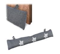 Relaxdays 2 paraspifferi, per Porte e finestre, Cuscino Morbido, Sabbia, Isolamento, 76 cm, Stella, Grigio