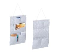 Relaxdays 2 portaoggetti da appendere in grigio