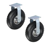 Relaxdays 2 Ruote per Carrello Fisse 3.00-4, Rotelle Mobili e Carico di Portata 120 kg, Gomma Gonfiabile, Nero Argento, Acciaio, 26 x 8,5 cm