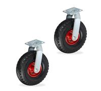 Relaxdays 2 Ruote per Carrello Girevoli 3.00-4, Rotelle Mobili e Carico da 120 kg, Gomma