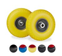 relaxdays 2 Ruote per Carrello Standard, in Gomma Antipanne, 3.00-4", ASSE 20mm, Max.150 kg, 260x85 mm, Giallo-Grigio