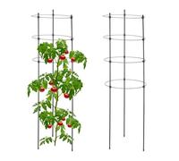Relaxdays Set da 2 Sostegni Circolari per Pomodori, Piante Rampicanti, Cetrioli, Alti 90 cm, 4 Anelli, Ferro, Nero