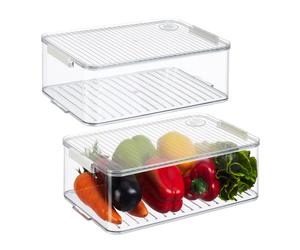 Relaxdays 2 vaschette per frigo con coperchio
