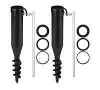 Relaxdays 2 x ombrellone, tassello da terra per avvitare, adattatore da 40 - 52 mm, plastica, punta per ombrellone, nero