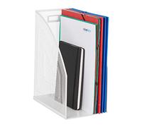 Relaxdays 2 x raccoglitori verticali in metallo, DIN A4, design a rete, per ufficio e home office, HLP 32×16×24,5 cm, bianco