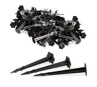 Relaxdays 200x Picchetti di Plastica da 11 cm, Set da 100 Picchetti di Ancoraggio, per Teli da Giardino, L: 11,5 cm ca., Nero