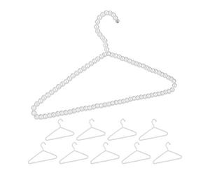 Relaxdays 20x Grucce Appendiabiti con Perline, Set da 20, Stampelle Giacche, Asta per Pantaloni e Gonne, 40 cm, Plastica, Bianco