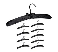 Relaxdays 20x Grucce Appendiabiti in Raso in Set da 50, Imbottite, Gancio Girevole a 360°, Fiocco Decorativo, 38 cm, Nero