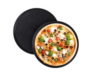 Relaxdays 20x Teglia per Pizza, Set, Rotonda, Forata, Antiaderente, per Crostate, Acciaio al Carbonio, ∅ 32 cm, Grigio