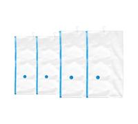Relaxdays 24 sacchetti sottovuoto appendibili per abiti, trasparenti/blu | 2 misure, con ganci, sacchi porta abiti con valvola