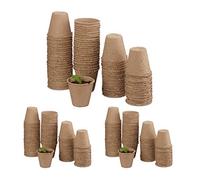 Relaxdays 240x Set da Vasetti per Piantine, Biodegradabili, da Torba, Rotondi, Piccoli Vasi, in Cellulosa, D: 8 cm, Beige