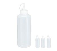 Relaxdays 24x Flacone Dosatore, set da 24, 1000 ml, per Salse, Squeeze Bottle, Dispenser Cucina, in Plastica Trasparente