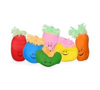 Relaxdays 24x Palla Antistress 6 cm, con Smorfia e Capelli, Palla Morbida per Bambini, Adulti, in Diversi Colori