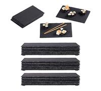 Relaxdays 24x Piatti in Ardesia, Set di Vassoi da 26 x 16 cm per Servire e da Scrivere, Tavolette per Buffet, Antracite