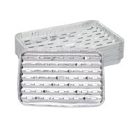 Relaxdays Vaschette in Alluminio per Barbecue, Set da 25, L x P: 34 x 22 cm, Contenitori Rettangolari con Fori, Argento