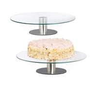 Relaxdays 2X Alzata Girevole per Dolci, Piatto con Piedistallo Tortiera per Decorare e Servire, Vassoio Ø 30cm, Trasparente