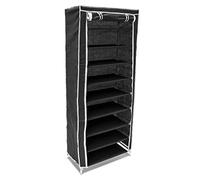 Relaxdays 2X Armadio per Scarpe con 9 Cassetti, in Stoffa, HBT: ca. 151x60x30 cm, per 36 Paia, Mobile con Cerniera, Nero