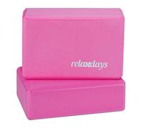 Relaxdays 2X Blocchi per Yoga Mattoncini per Esercizi, in Gommapiuma, Antiscivolo, HxLxP 8x23x15 cm, Rosa