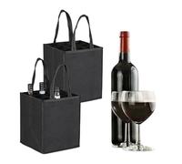 Relaxdays 2x Borsa Porta Bottiglie di Vino e Birra, 9 Scomparti, Portabottiglie e Shopping Bag, 45x24x24 cm, Nero