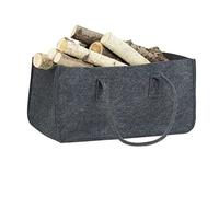 Relaxdays 2X Borsa Portalegna, per Camino e Stufa, in Feltro, Cesto Portatile, Portariviste Pieghevole, HLP 25x25x50 cm, Antracite